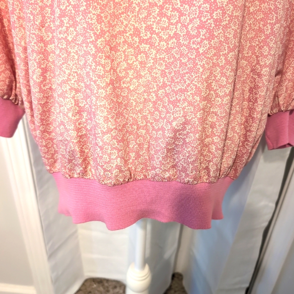 Vtg. Jo Hanna York Women's Size 18 Pink Floral Long Sleeve Blouse‎ - Picture 3 of 11